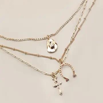 Trio Layer Horseshoe Necklace - JOSSLYN