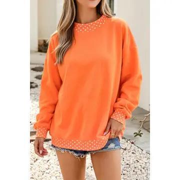 Polka Dot Mock Neck Sweatshirt - Orange - Little Daisy Closet