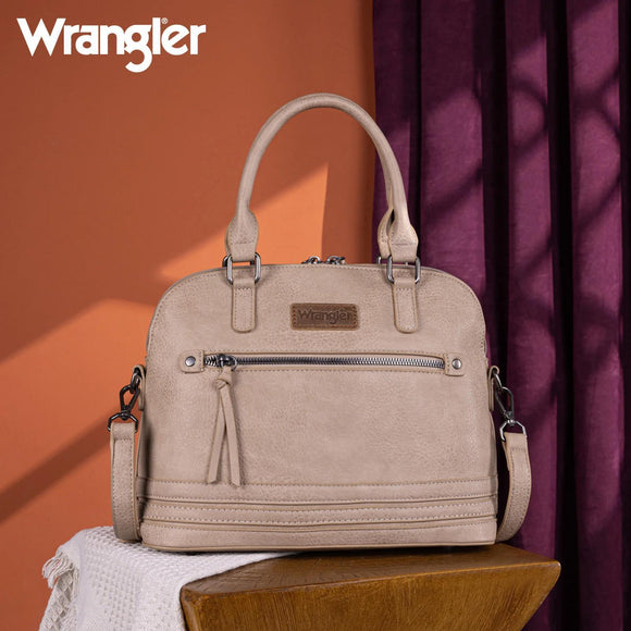 Wrangler Top Handle Classic Barrel Satchel Bag/Crossbody - Tan - by Montana West