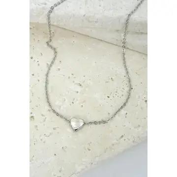 Classic Mini Heart Necklace - Silver - JOSSLYN