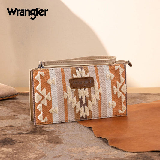 Wrangler Sherpa Aztec Canvas Clutch - Tan - by Montana West