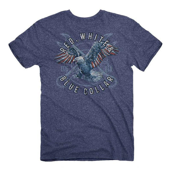 Blue Collar Eagle (Men's Short Sleeve T-Shirt) by Buckwear