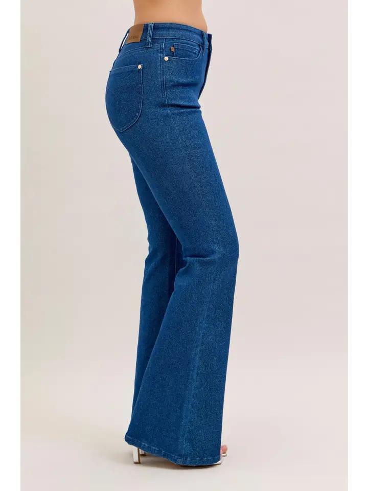 High Waist Sparkle Flare - Dark Wash - by Judy Blue