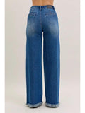 High Waist Column Straight Button-Fly & Back Welt Pockets - Dark Wash - by Judy Blue