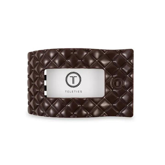 Truly Taupe Quilted Flat Rectangle Hair Clip - Medium - By Teleties