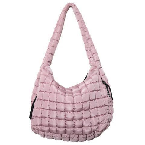 Mauve Oversized Quilted Hobo Tote Bag - by Katydid