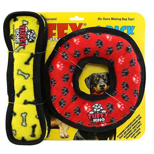 Tuffy Medium Red Ring & Yellow Bone 2 Pack Dog Toys - by Tuffy