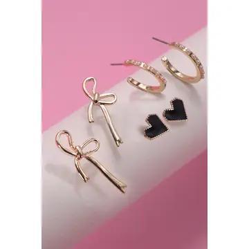Trio Bow Hoop Heart - JOSSLYN