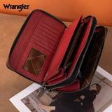 Wrangler Dual Zipper Compartment Large Wallet - Black - by Montana West