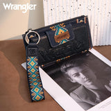 Wrangler Aztec Print Bi-Fold Wallet Wristlet - Navy - by Montana West