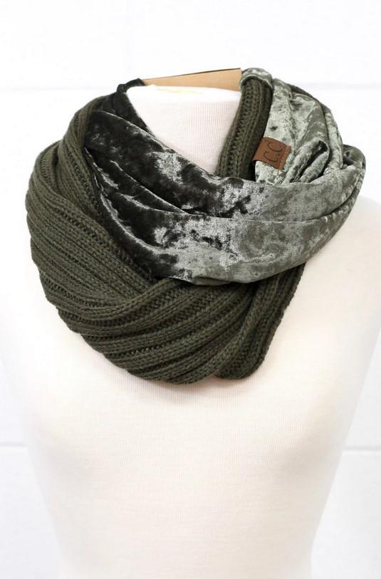 Crushed Velvet Infinity Knit Scarves (CC Beanie Exclusive Scarf) by Girlie Girl Originals