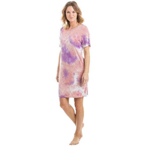 ORANGE AND PURPLE TIE DYE T-SHIRT DRESS-  by Katydid