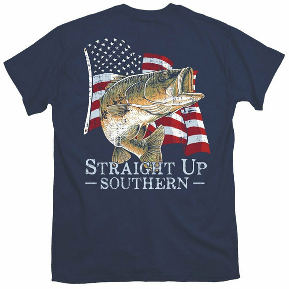 Bass American Flag (Men's Short Sleeve T-Shirt) by Straight Up Southern - www.HereTodayGoneTomorrow.store