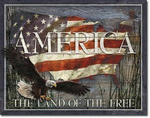 America Land Of The Free - Vintage-style Tin Sign Buy at Here Today Gone Tomorrow! (Rome, GA)
