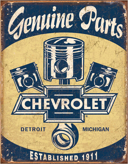 Chevy Parts & Pistons - Vintage-style Tin Sign