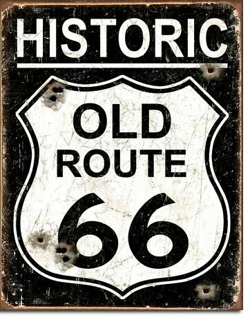 Old Route 66 Weathered - Vintage-style Tin Sign