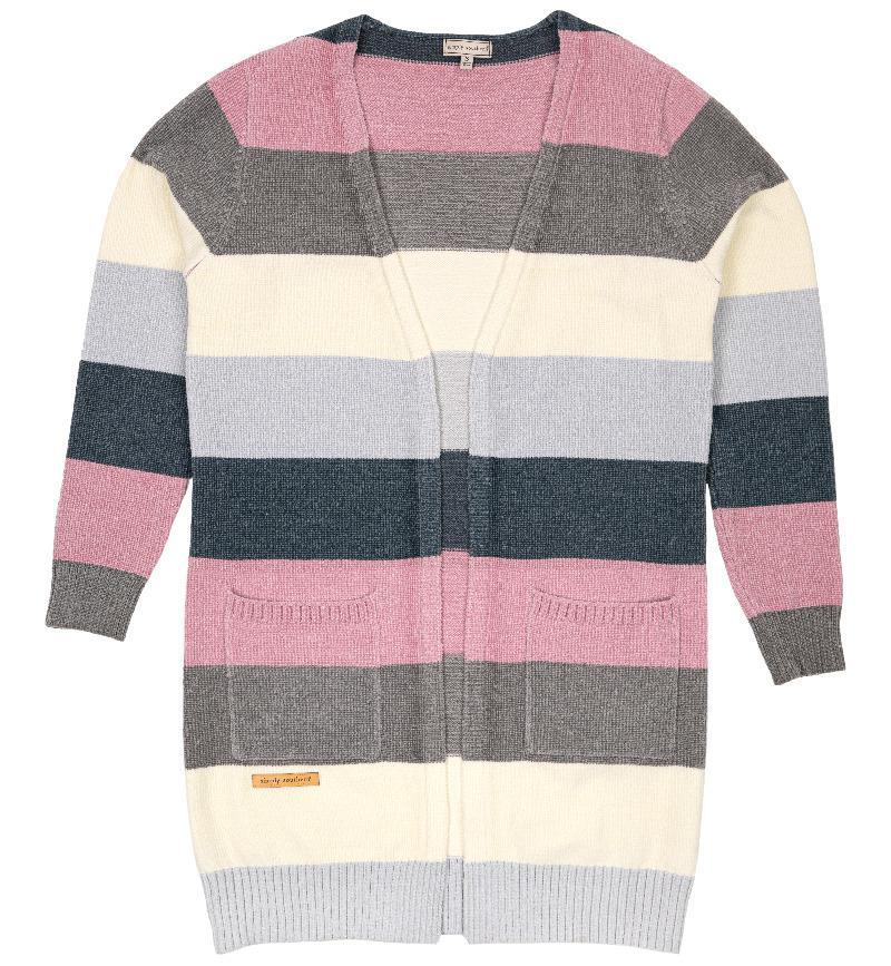 Chenille Stripe Cardigan - Purple - by Simply Southern