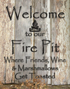 Welcome to our Fire Pit - Vintage-style Tin Sign
