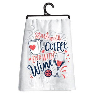 Start with Coffee End with Wine Happy Towel -  by Simply Southern