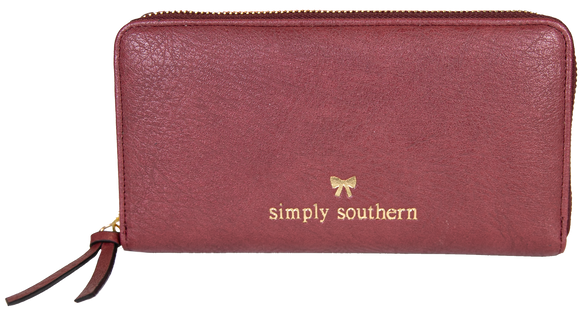 Vegan Leather Small Zip Wallet - Maroon - by Simply Southern Buy at Here Today Gone Tomorrow! (Rome, GA)