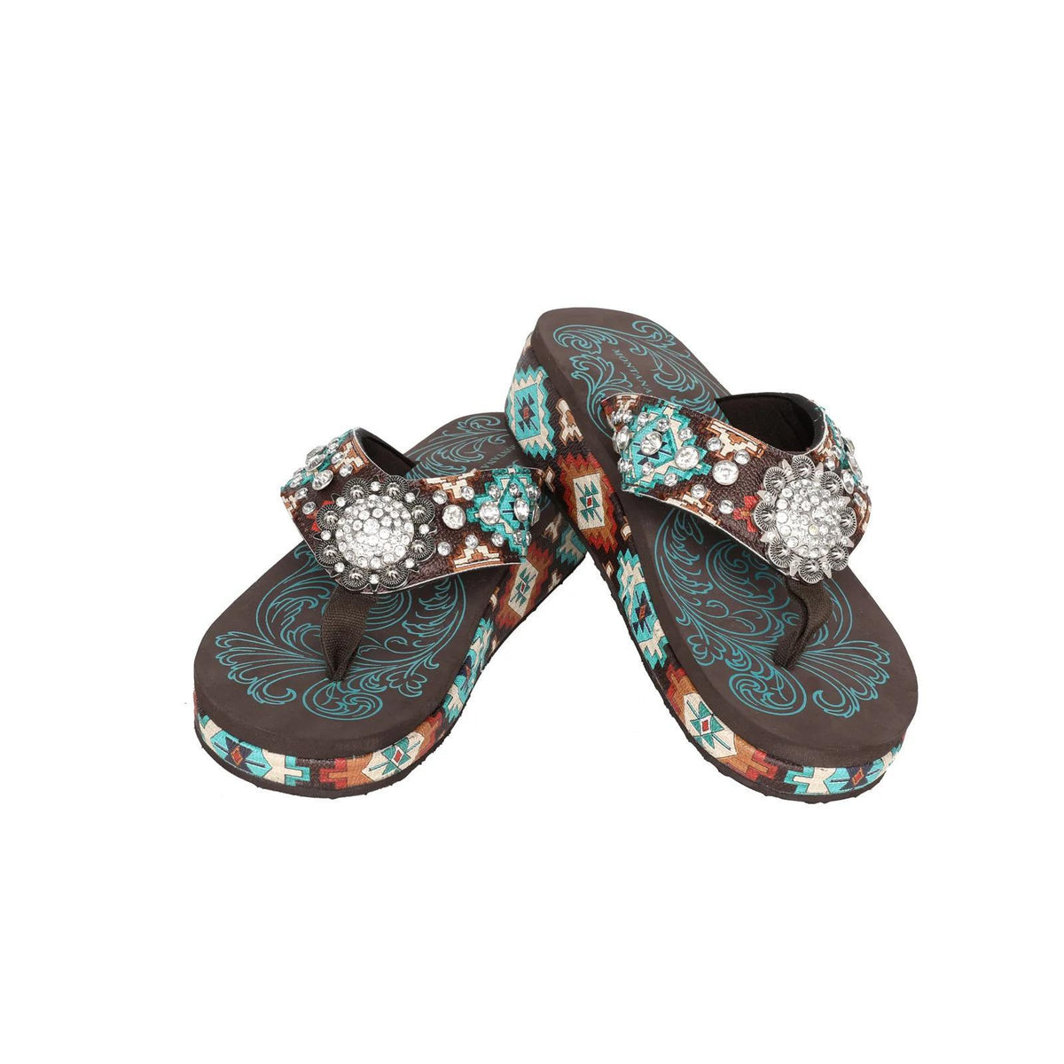 Montana West Aztec Print Flip Flops - by Montana West