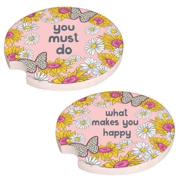 2 Pack Car Coaster - Happy - by Simply Southern