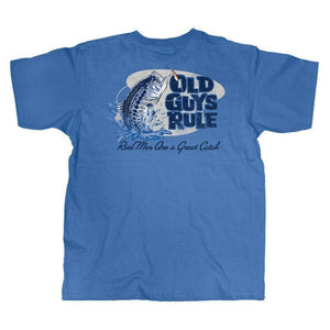 Real Men are a Great Catch, Leaping Bass (Men's Short Sleeve T-Shirt) by Old Guys Rule Buy at Here Today Gone Tomorrow! (Rome, GA)