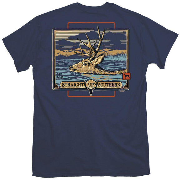 Deer Crossing River (Men's Short Sleeve T-Shirt) by Straight Up Southern Buy at Here Today Gone Tomorrow! (Rome, GA)