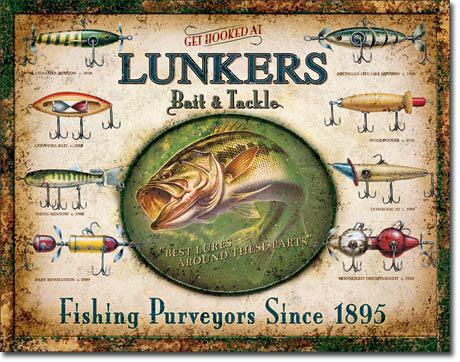 Lunker's Lures - Vintage-style Tin Sign