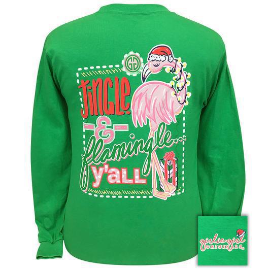 Jingle and Flamingle Y'all T-Shirt (Long Sleeve) by Girlie Girl Originals