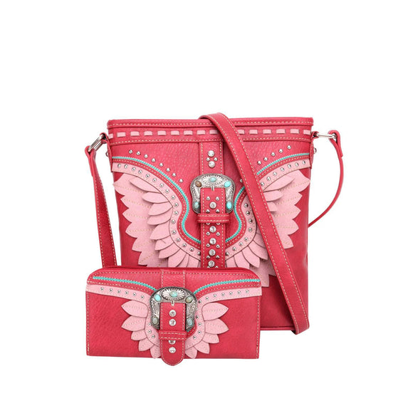 American Bling Wing Buckle Crossbody and Wallet Set-Red - by Montana West