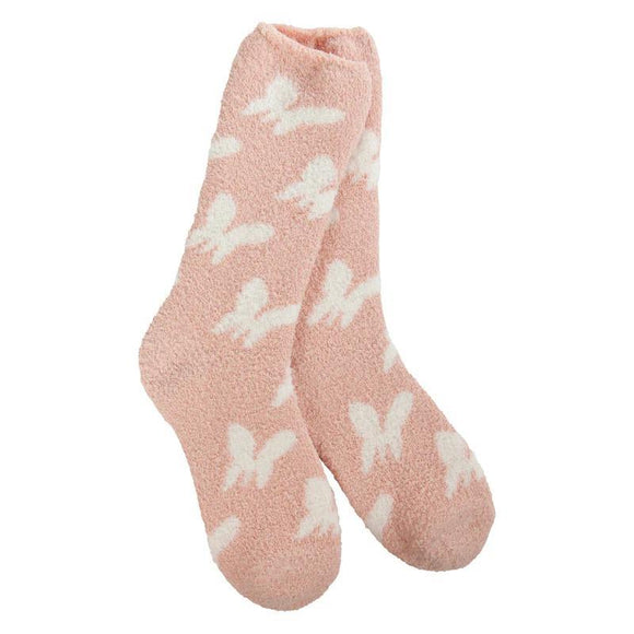 Cozy Butterfly Crew - Rose- by World's Softest Socks