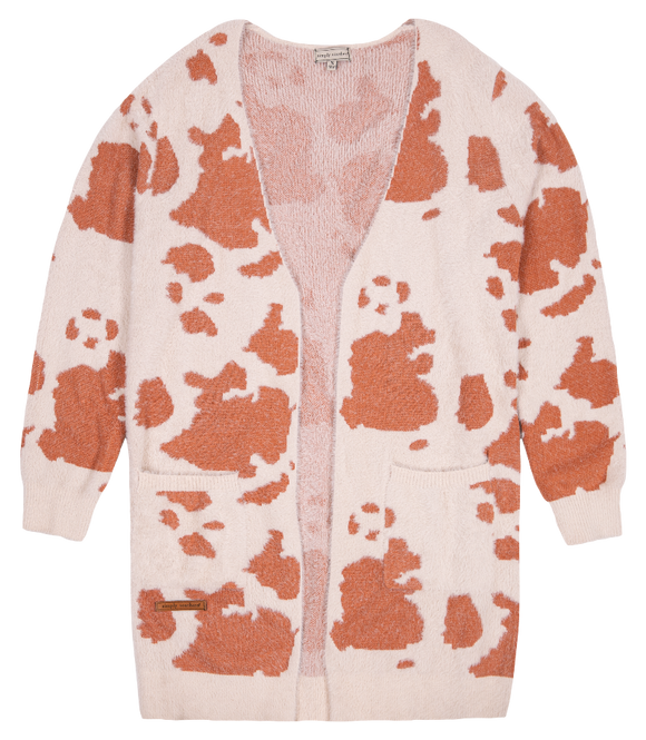 Fuzzy Print Cardigan - Brown Cow - by Simply Southern