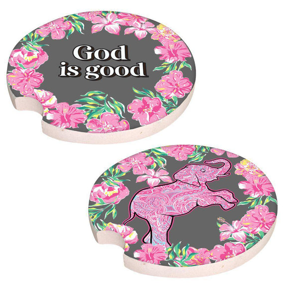 2 Pack Car Coaster - God is Good - by Simply Southern