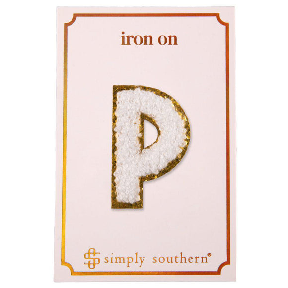 Iron on Patch White Letter - P - by Simply Southern