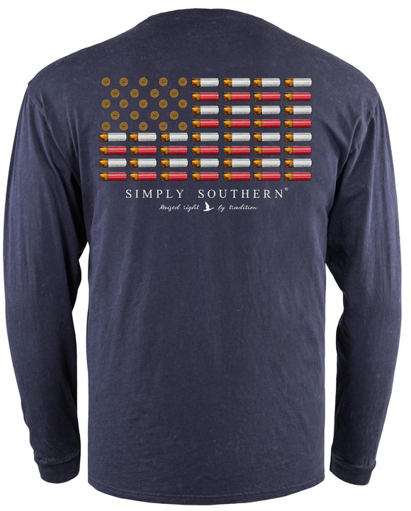 Shell Flag (Men's Vintage Long Sleeve T-Shirt) by Simply Southern