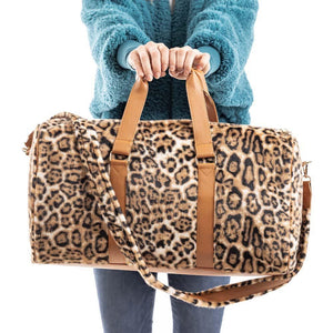 Brown Leopard Faux Fur Weekender Bag - by Katydid