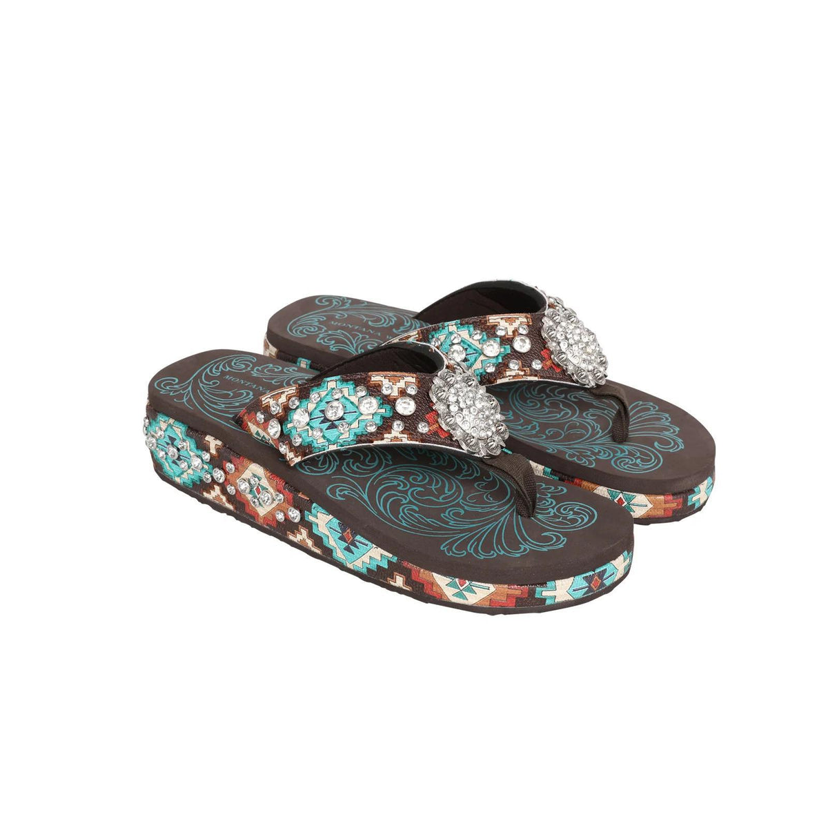 Montana West Aztec Print Flip Flops - by Montana West