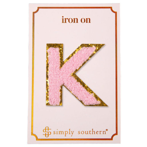 Iron on Patch Pink Letter - K - by Simply Southern