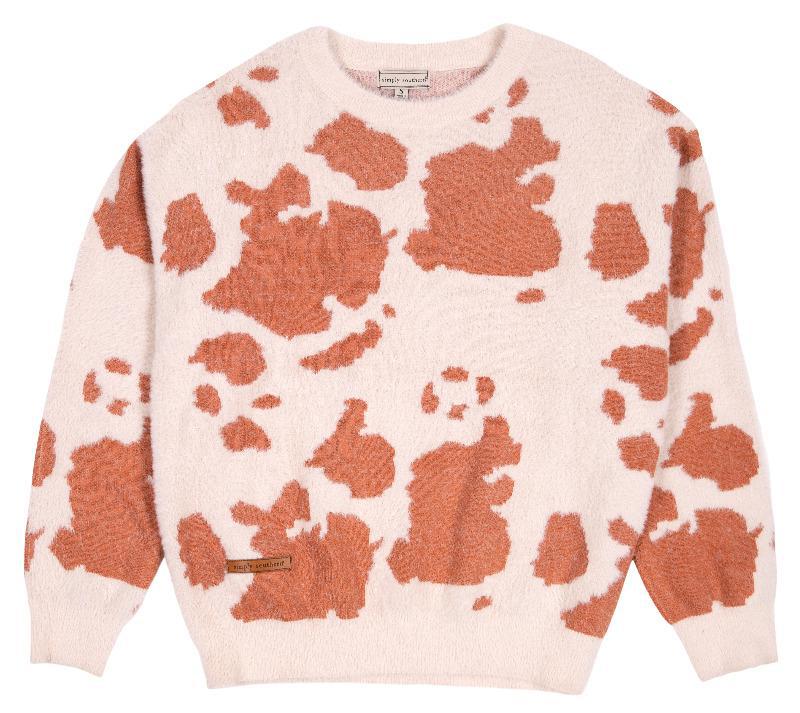 Fuzzy Print Sweater - Cow - by Simply Southern