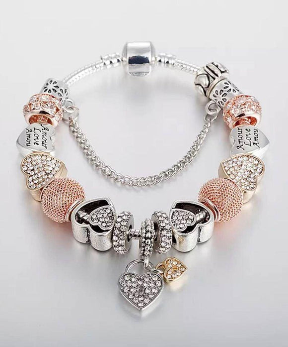 Pandora-Inspired Heart and Locket Charm Bracelet