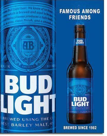 Bud Light - Famous Among Friends - Vintage-style Tin Sign Buy at Here Today Gone Tomorrow! (Rome, GA)