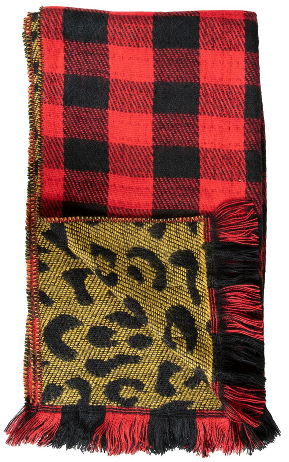 Double Scarf - Leo/PlaidRed - by Simply Southern Buy at Here Today Gone Tomorrow! (Rome, GA)