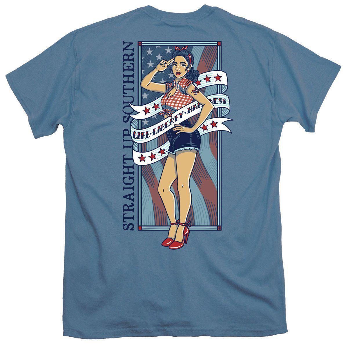 American Pinup Girl (Men's Short Sleeve T-Shirt) by Straight Up Southern Buy at Here Today Gone Tomorrow! (Rome, GA)