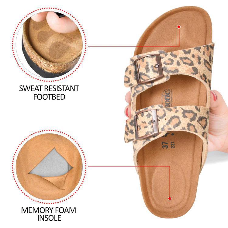 ELLYS LEOPARD ARCH SUPPORTIVE SLIDES - BY AEROTHOTIC