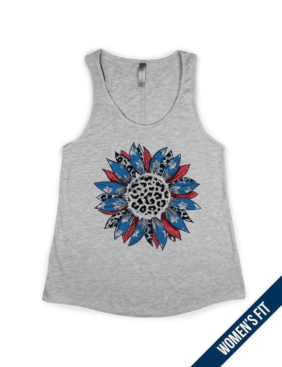 Patriotic Patterned Sunflower - Women's Flowy Tank Top - by B*Wear