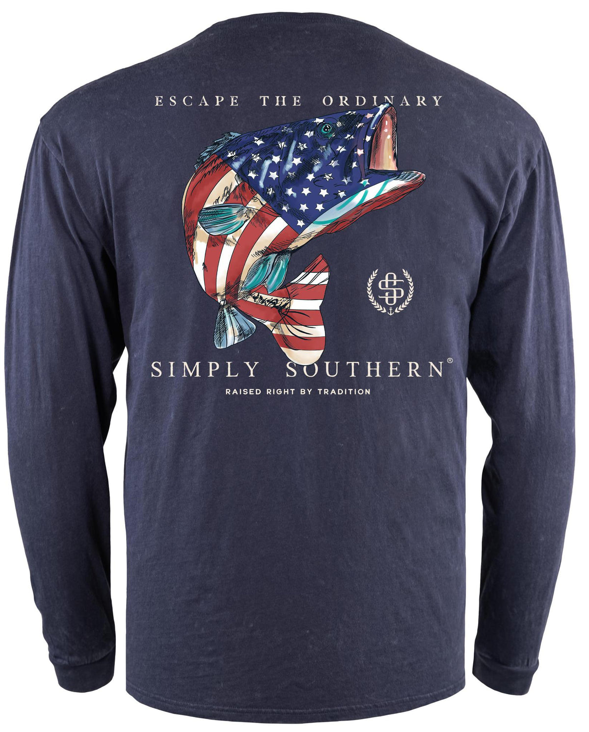 USA Fish (Men's Vintage Long Sleeve T-Shirt) by Simply Southern