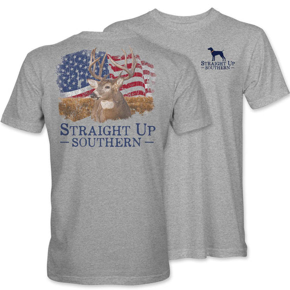 Whitetail America (Men's Short Sleeve T-Shirt) by Straight Up Southern