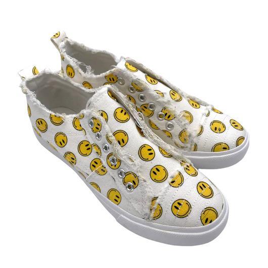 White Happy Face Sneaker - by Girlie Girl Originals