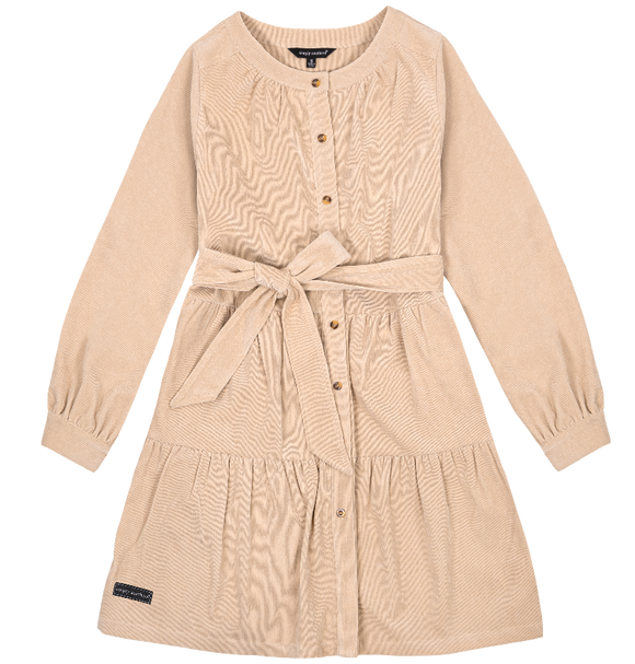 Corduroy Belted Dress - Tan - by Simply Southern